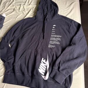 Nike Men's Dark Gray Hoodie with White Logo
